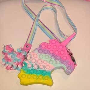 Rainbow Unicorn Pop It Shoulder Bag for Kids Includes PoP It Keychain